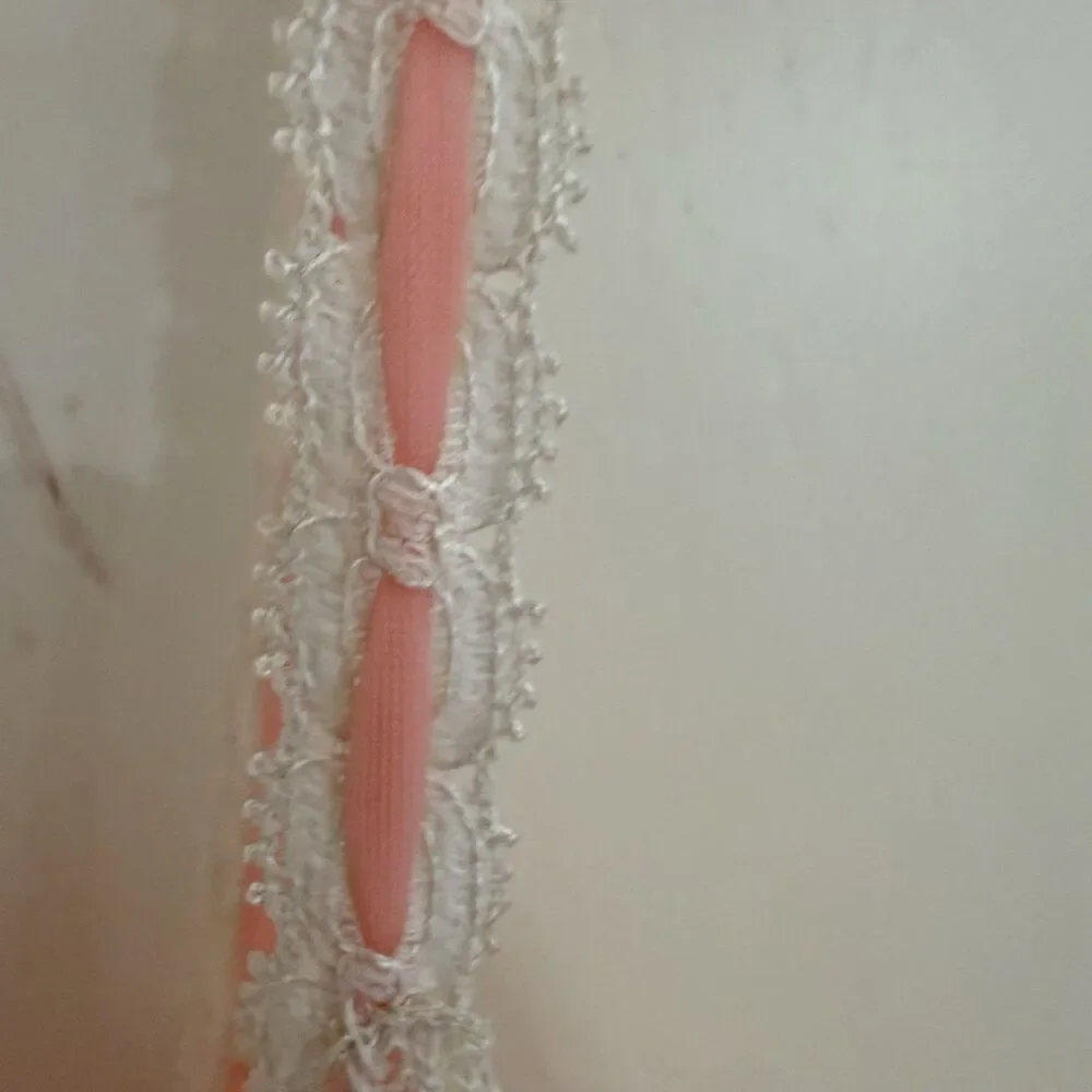 VTG Janelle Nightgown Pink/Coral Lace Bodice Floor Length Maxi Slip Dress